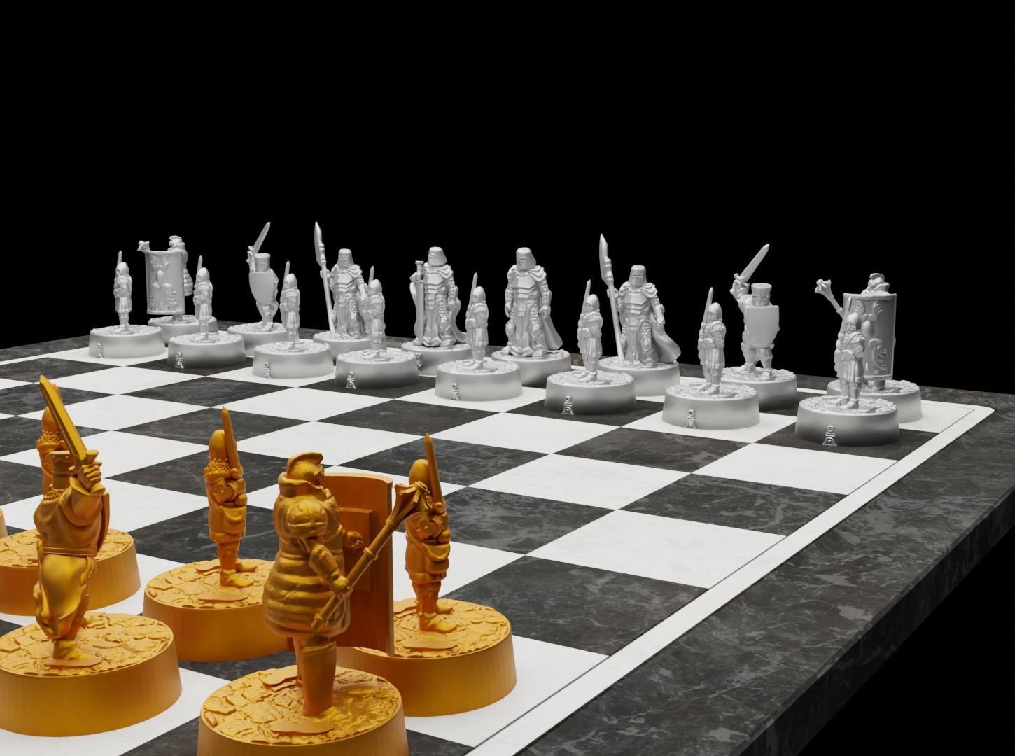 Knight - Crusader V3 Chess Set - 6 Chess Pieces 3D print model_38