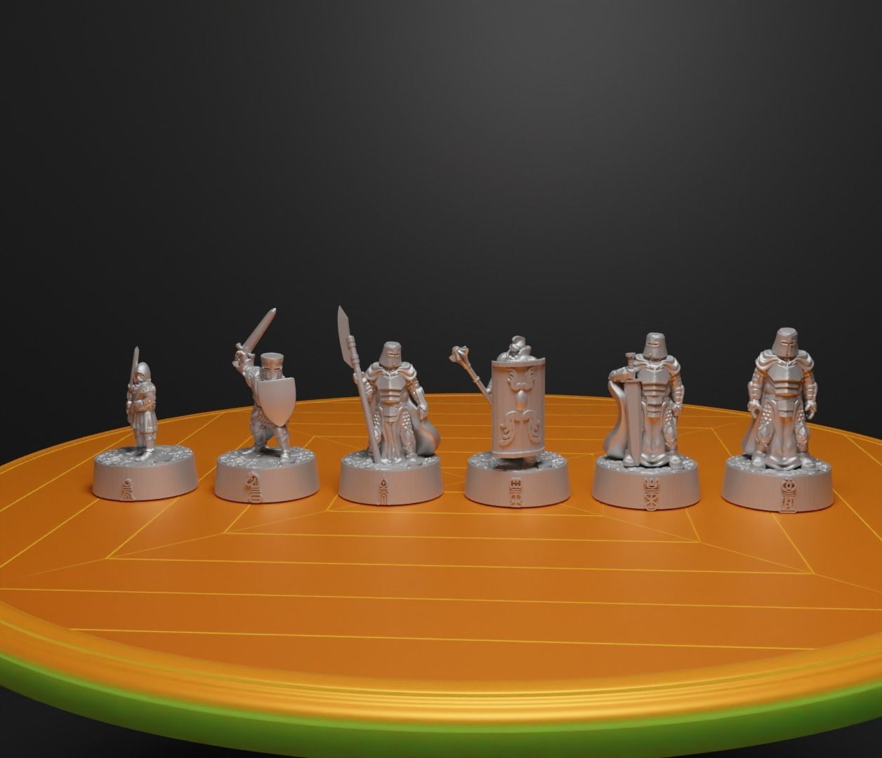 Knight - Crusader V3 Chess Set - 6 Chess Pieces 3D print model_10