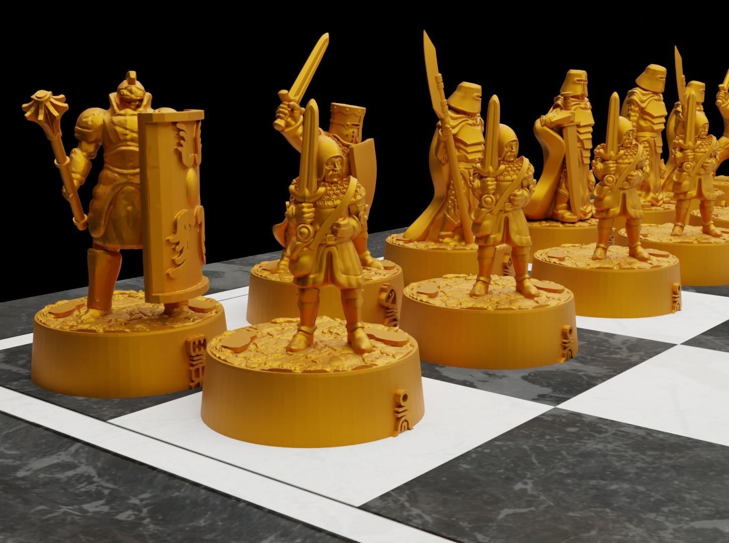 Knight - Crusader V3 Chess Set - 6 Chess Pieces 3D print model_28