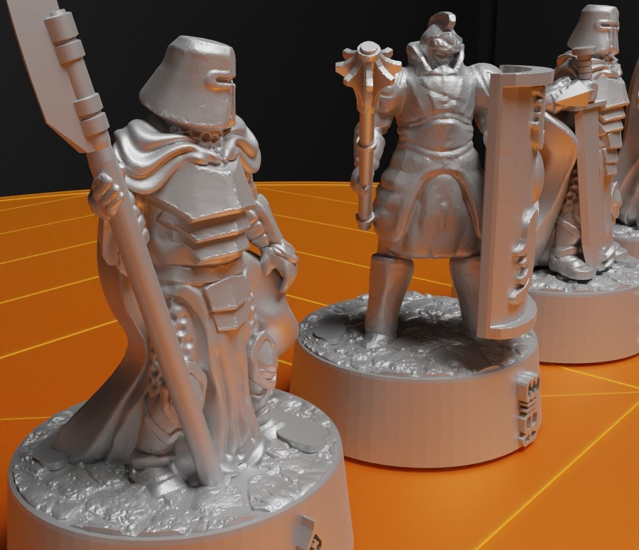 Knight - Crusader V3 Chess Set - 6 Chess Pieces 3D print model_21