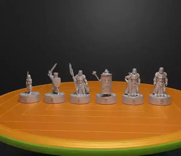 Knight - Crusader V3 Chess Set - 6 Chess Pieces 3D print model