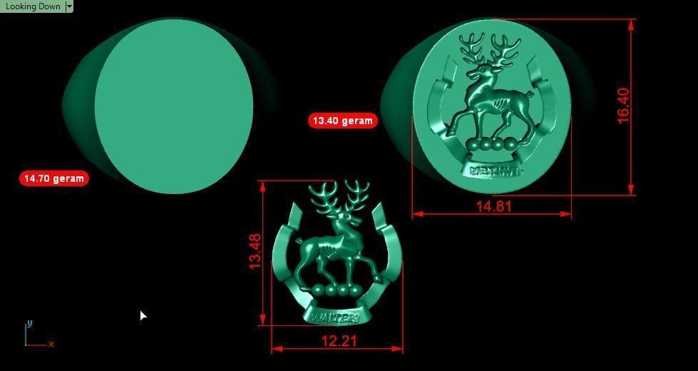 deer seal ring with base signet and walters letters 3D print model_3