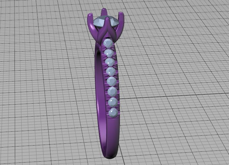 Promise Solitaire Ring French Pave Setting 3Dprint model 3D print model_37