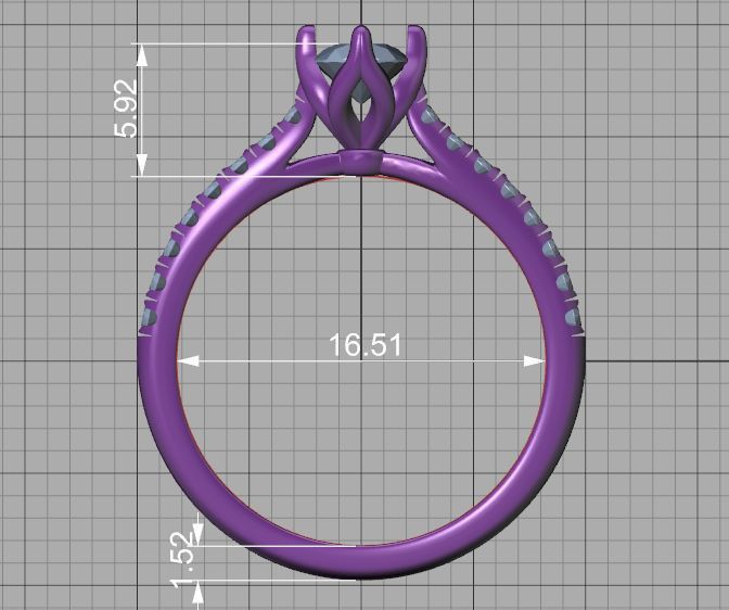 Promise Solitaire Ring French Pave Setting 3Dprint model 3D print model_31