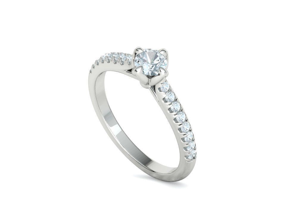 Promise Solitaire Ring French Pave Setting 3Dprint model 3D print model_26