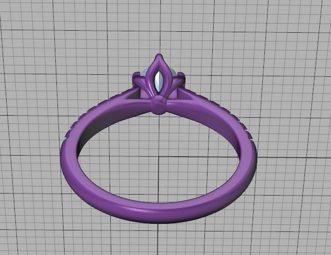 Promise Solitaire Ring French Pave Setting 3Dprint model 3D print model_30