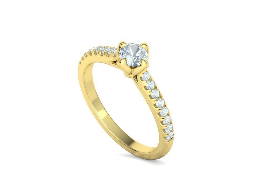 Promise Solitaire Ring French Pave Setting 3Dprint model 3D print model_25