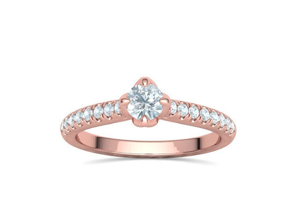 Promise Solitaire Ring French Pave Setting 3Dprint model 3D print model_12