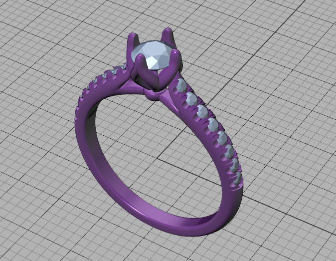 Promise Solitaire Ring French Pave Setting 3Dprint model 3D print model_35