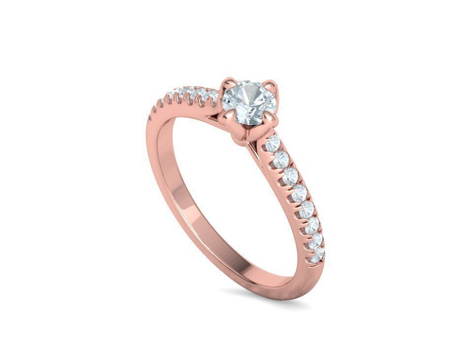 Promise Solitaire Ring French Pave Setting 3Dprint model 3D print model_24
