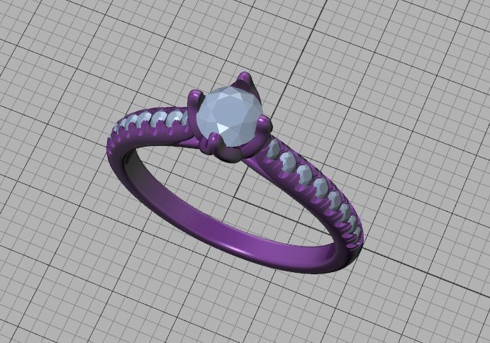 Promise Solitaire Ring French Pave Setting 3Dprint model 3D print model_34