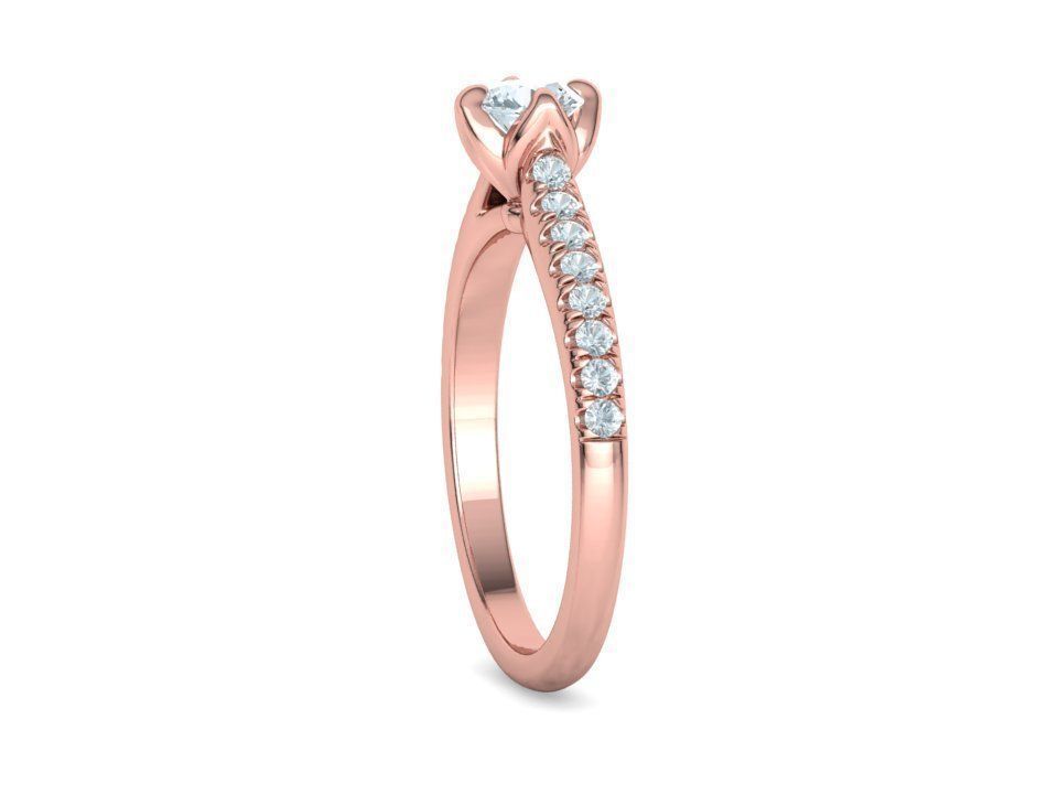 Promise Solitaire Ring French Pave Setting 3Dprint model 3D print model_21