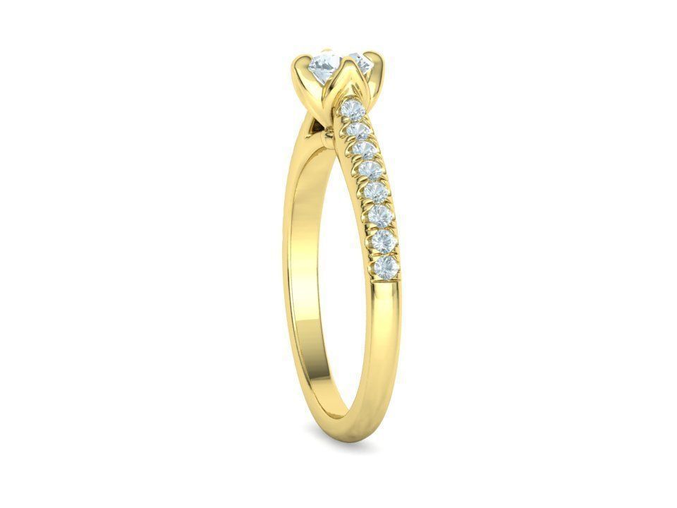 Promise Solitaire Ring French Pave Setting 3Dprint model 3D print model_22