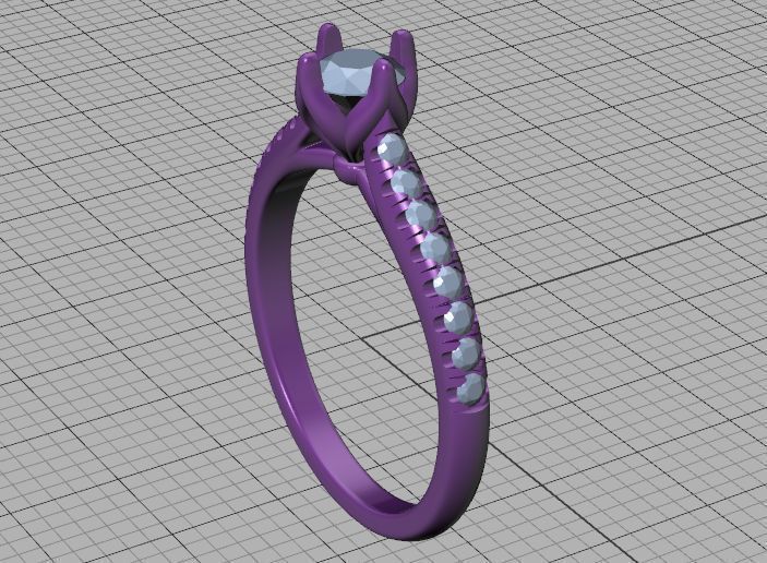 Promise Solitaire Ring French Pave Setting 3Dprint model 3D print model_36