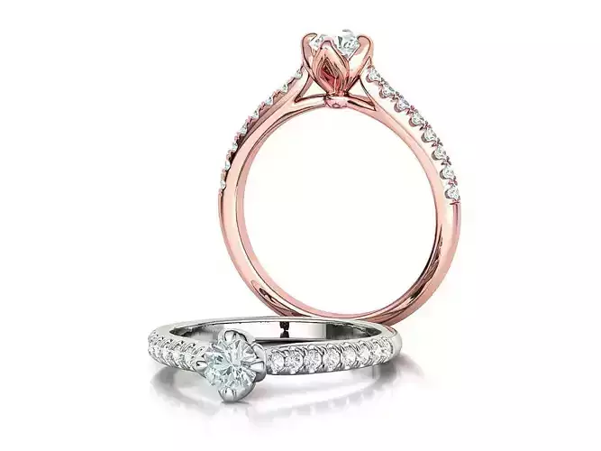 Promise Solitaire Ring French Pave Setting 3Dprint model 3D print model