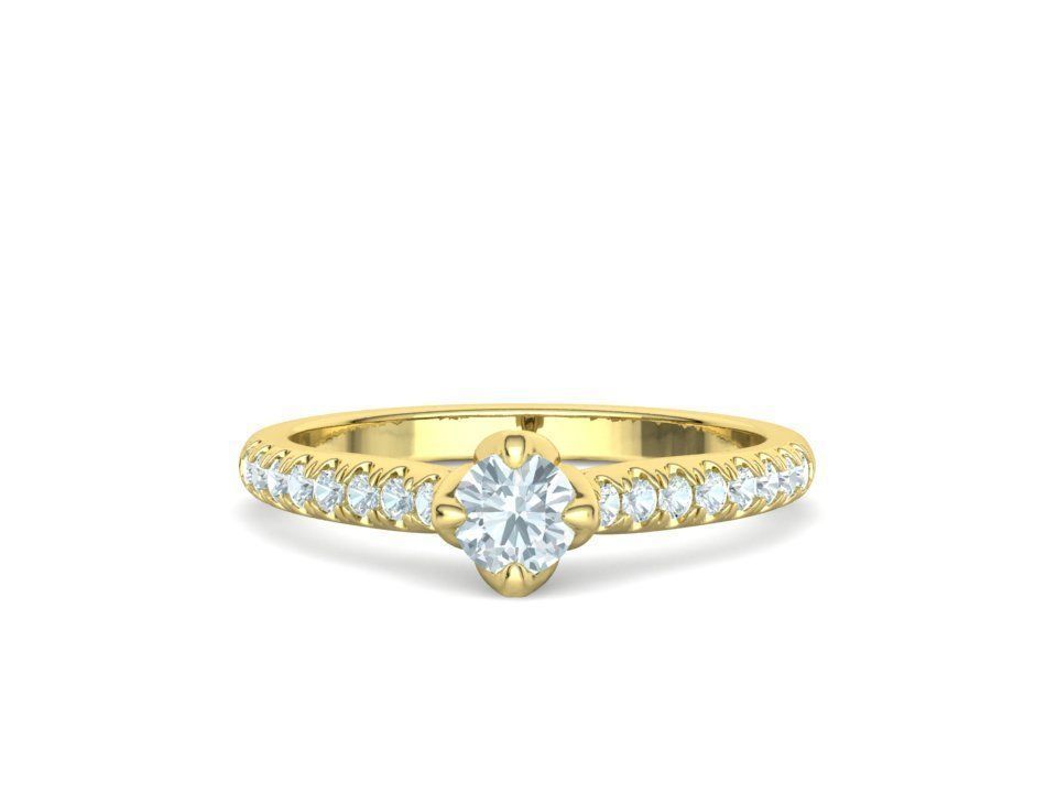 Promise Solitaire Ring French Pave Setting 3Dprint model 3D print model_10