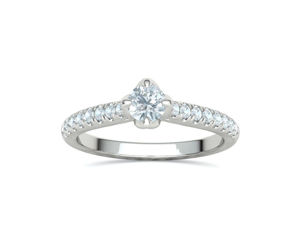 Promise Solitaire Ring French Pave Setting 3Dprint model 3D print model_14