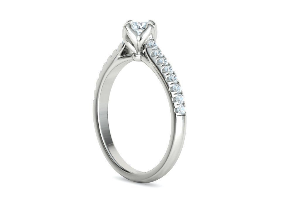 Promise Solitaire Ring French Pave Setting 3Dprint model 3D print model_20