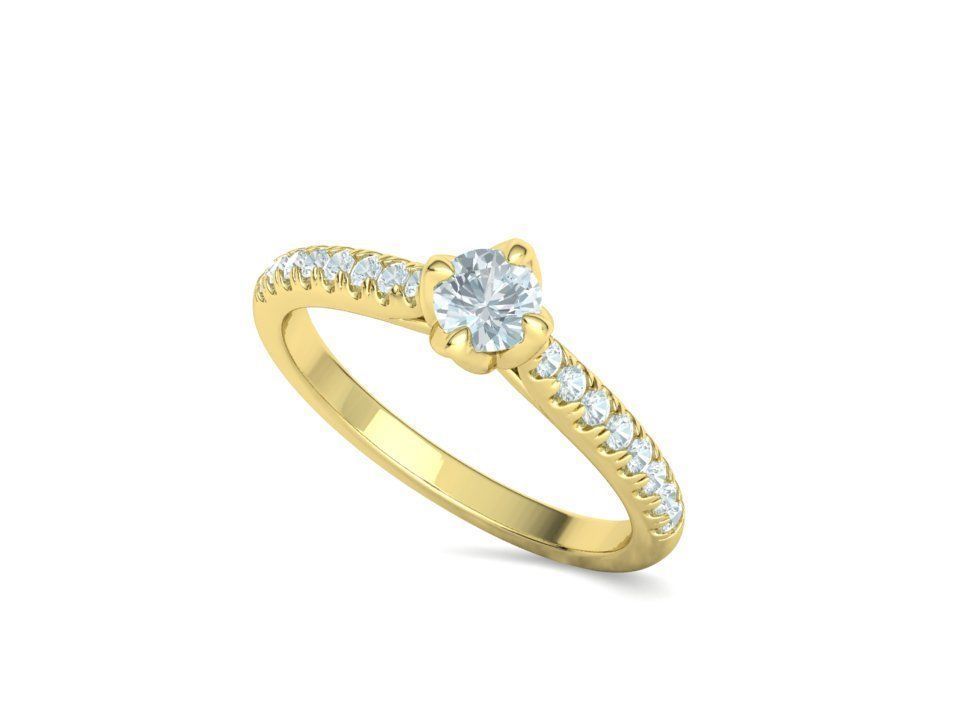 Promise Solitaire Ring French Pave Setting 3Dprint model 3D print model_28