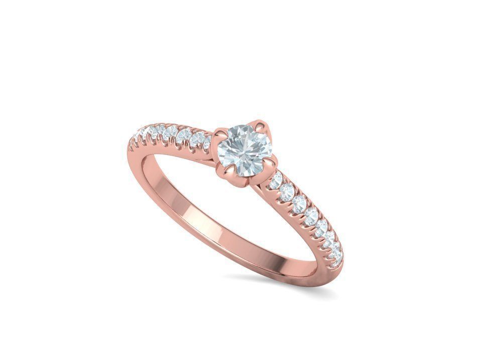 Promise Solitaire Ring French Pave Setting 3Dprint model 3D print model_27