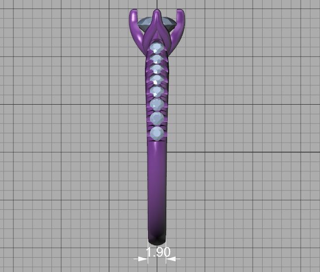 Promise Solitaire Ring French Pave Setting 3Dprint model 3D print model_33