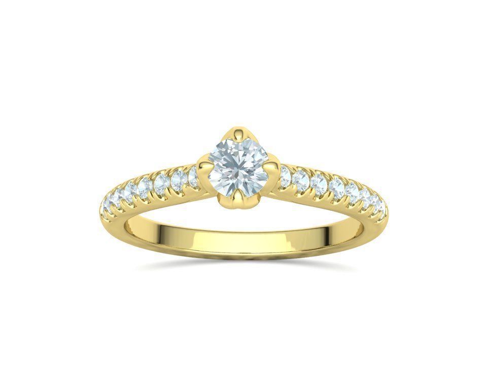 Promise Solitaire Ring French Pave Setting 3Dprint model 3D print model_13