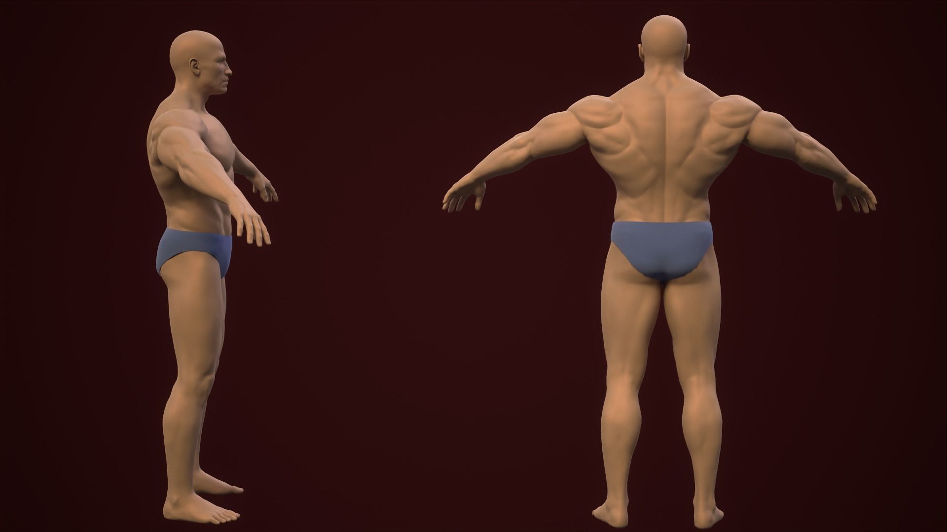 Base mesh male body 2 Low-poly 3D model_4