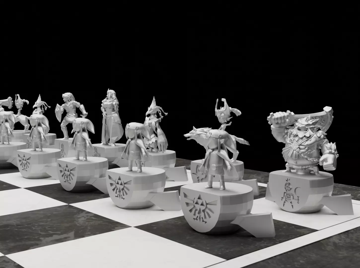 Legend Of Zelda Chess Set - 6 Different Zelda Chess Figure  3D print model_0