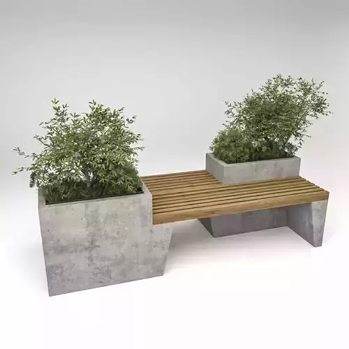 Concrete Flowerpot with Bench  exterior public space street