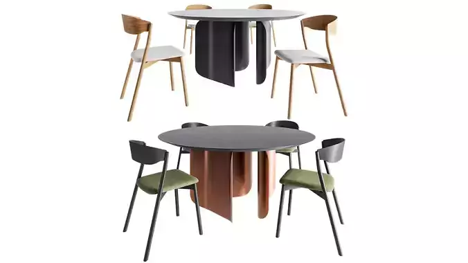Miniforms Barry table and Tube dining chair