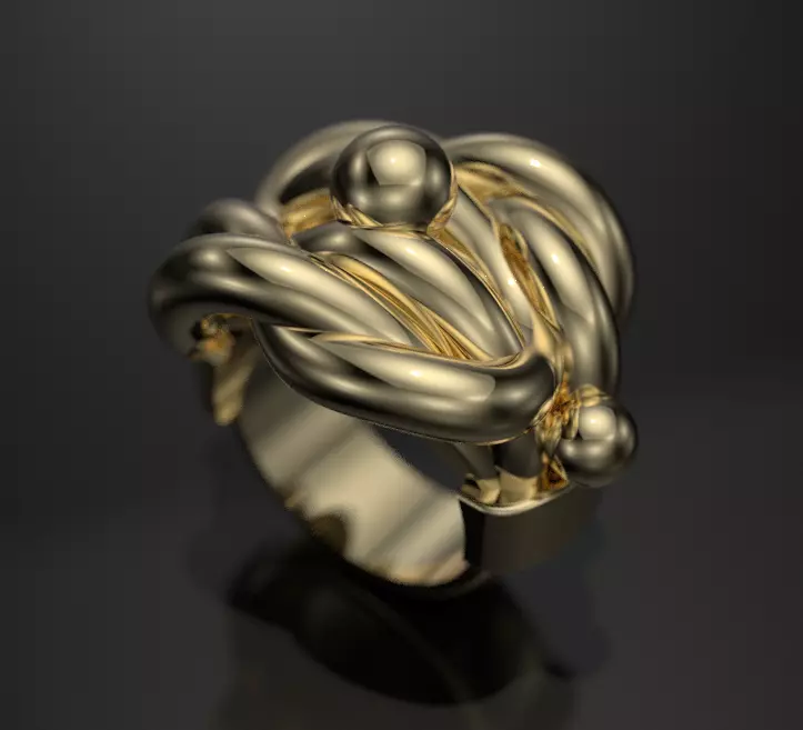 GOLD SILVER KNOT RING 3D print model
