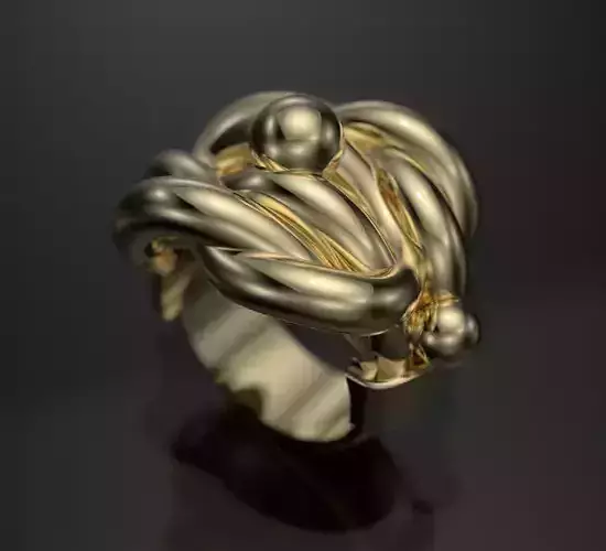 GOLD SILVER KNOT RING 