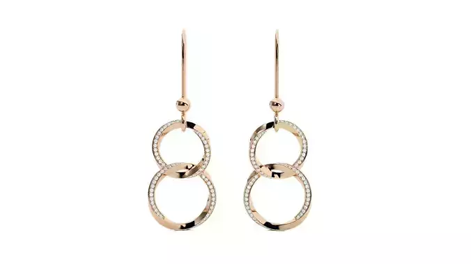 Cuban Chain Diamond Drop Earrings 3dm stl renders details 3D print model