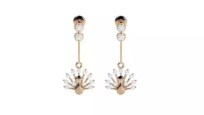 Peacock High Jewelry Diamond Drop Earrings 3dm stl renders