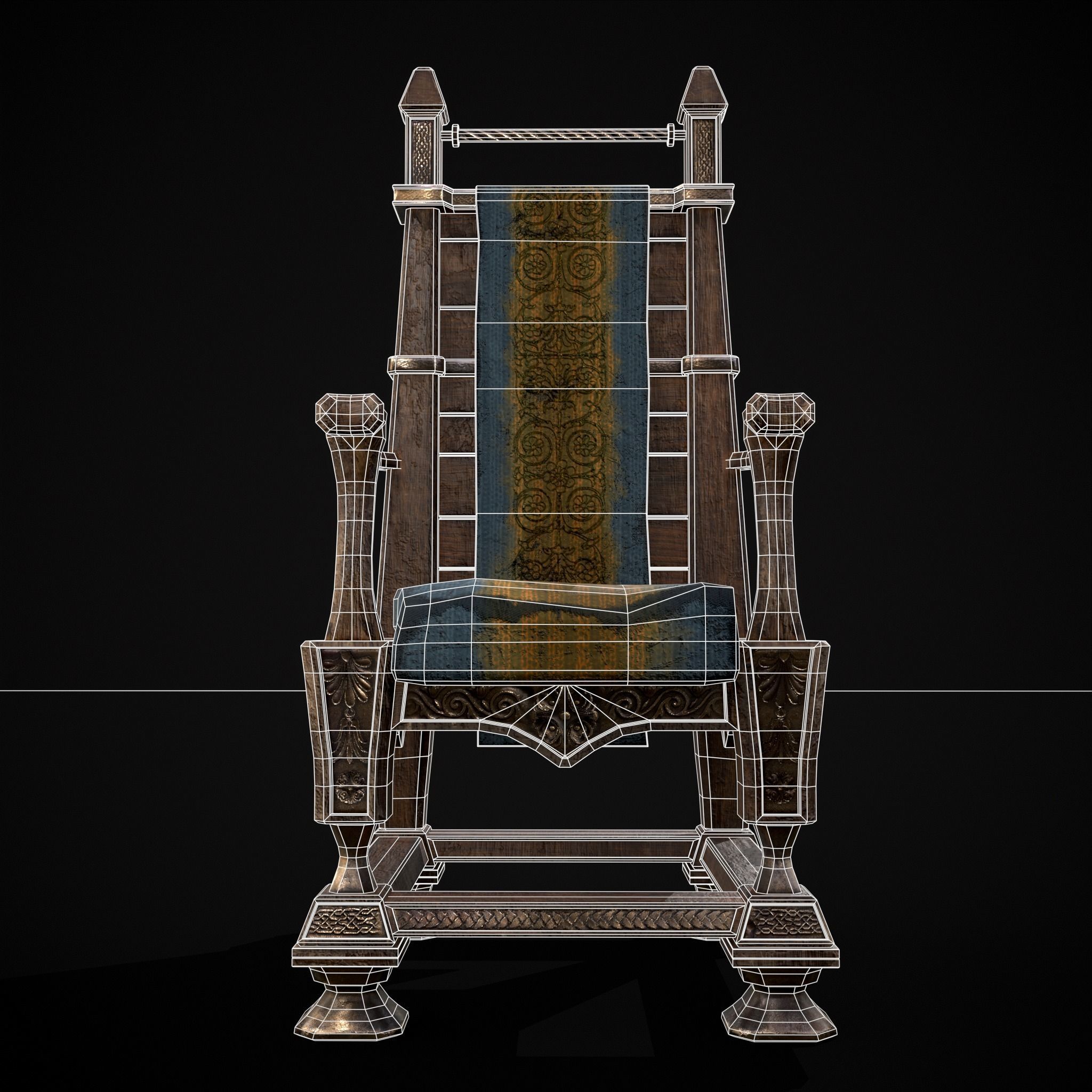 Regal Hardwood Chair Low-poly 3D model_4