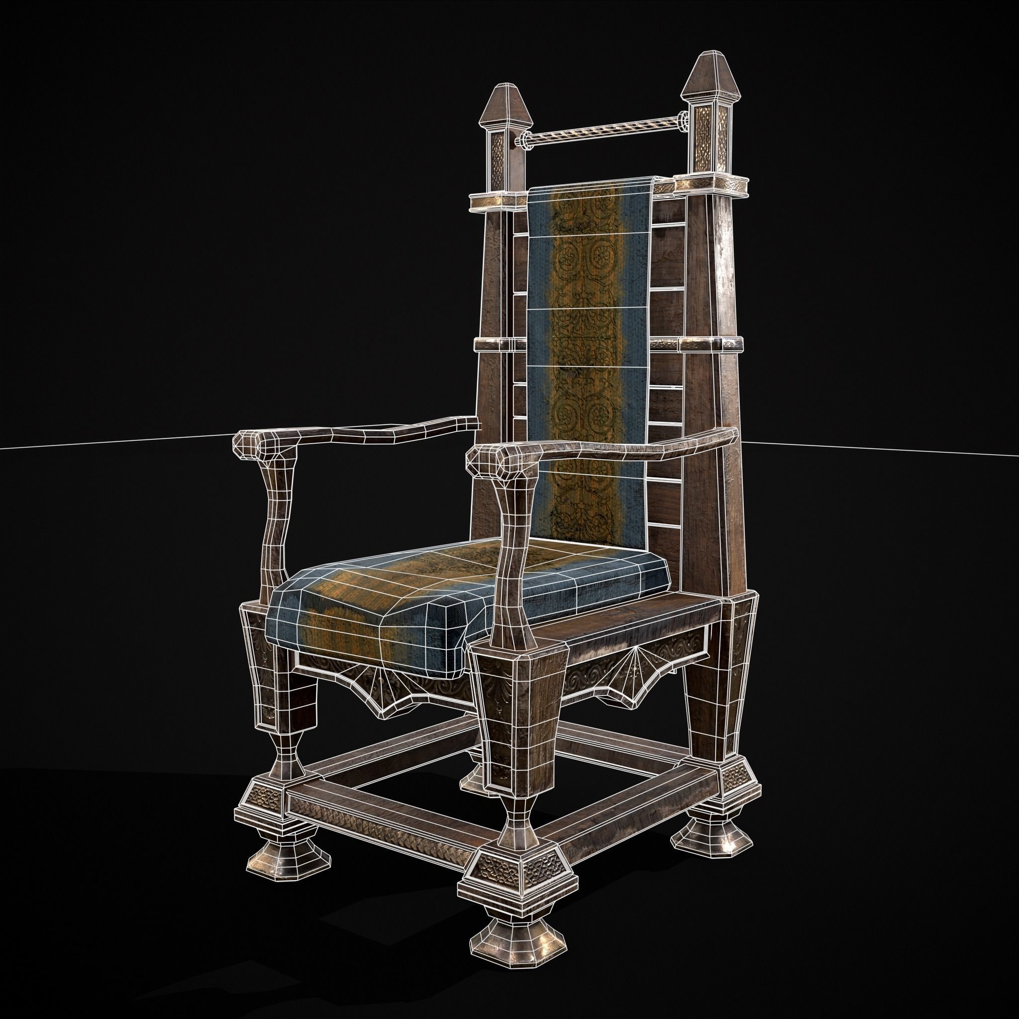 Regal Hardwood Chair Low-poly 3D model_2
