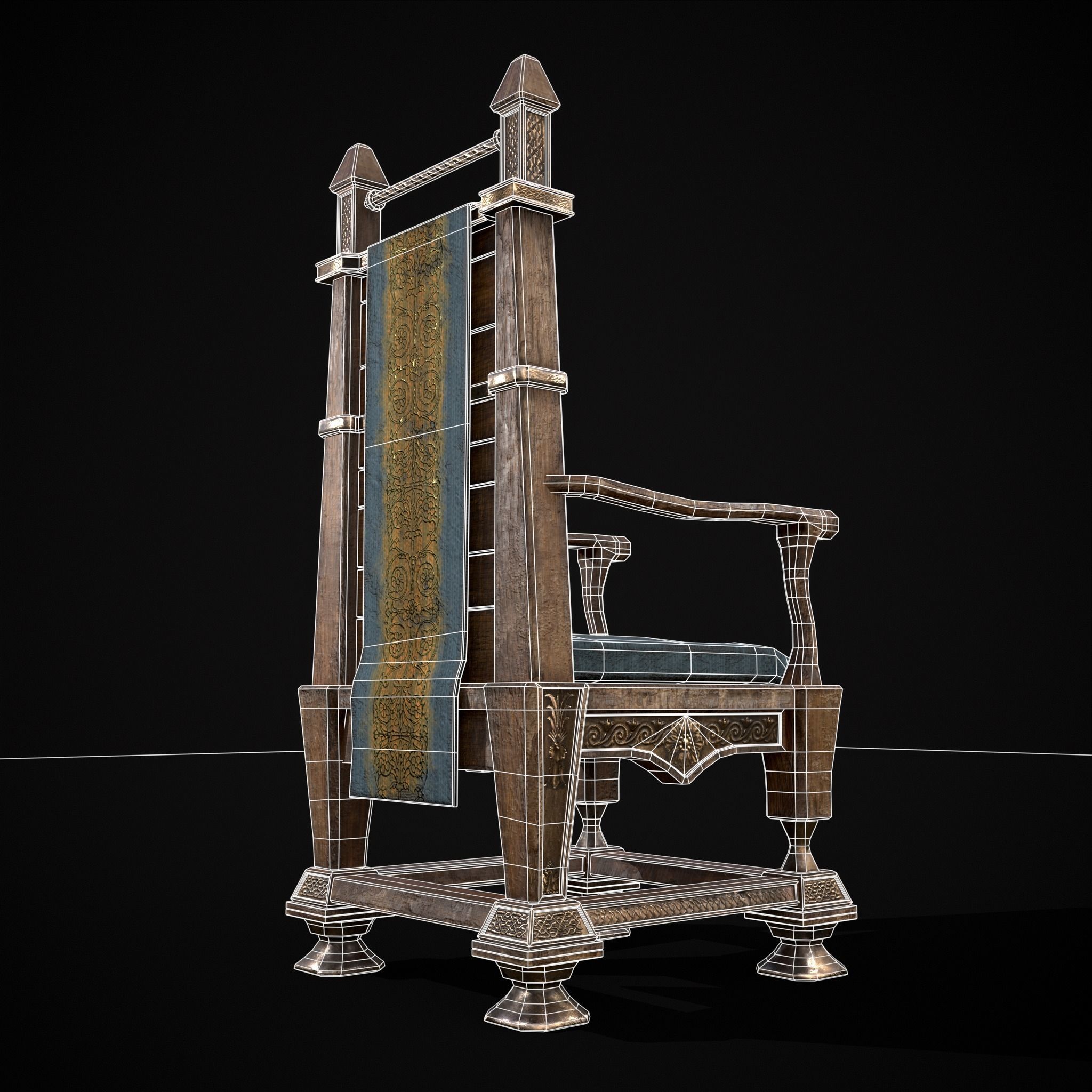 Regal Hardwood Chair Low-poly 3D model_10