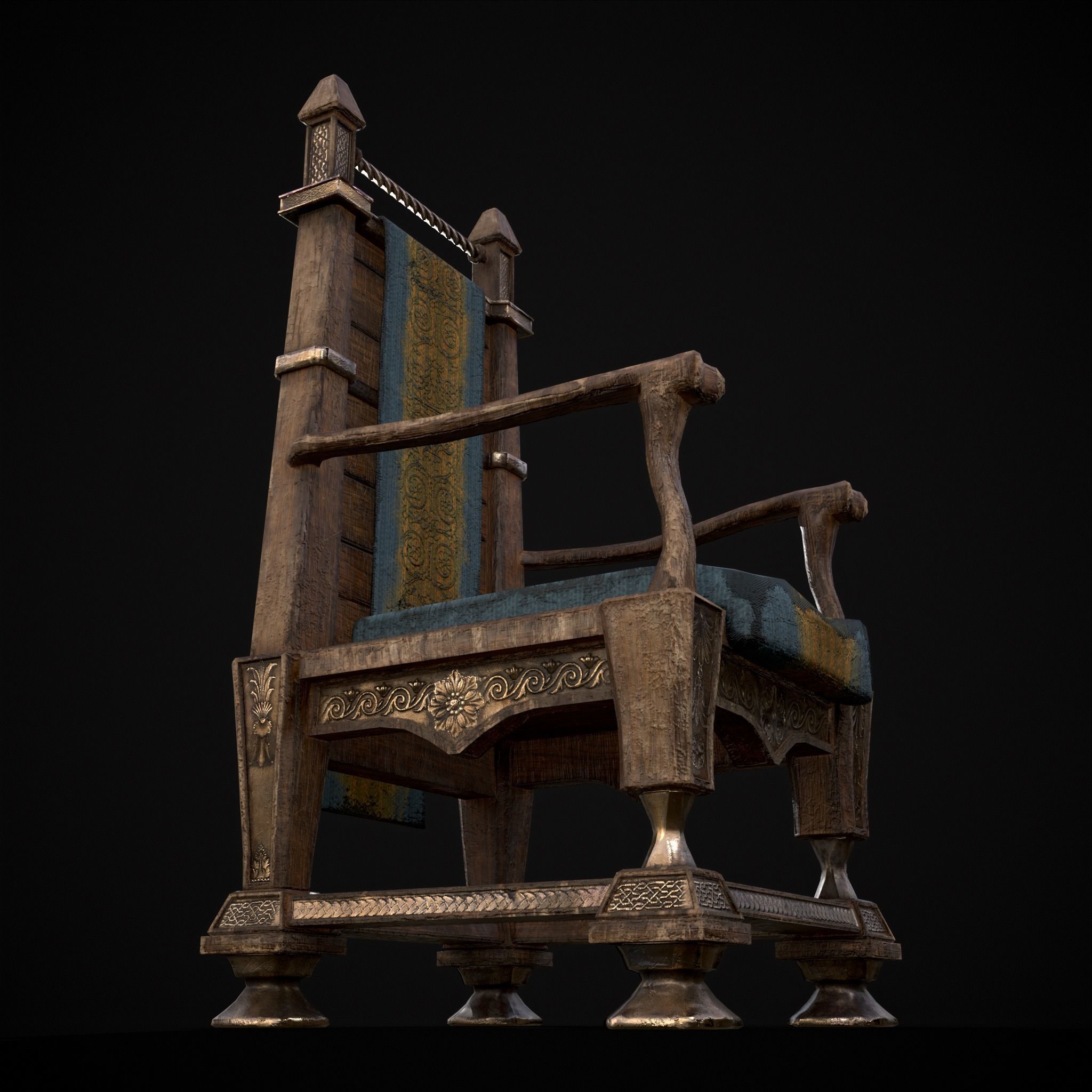 Regal Hardwood Chair Low-poly 3D model_17