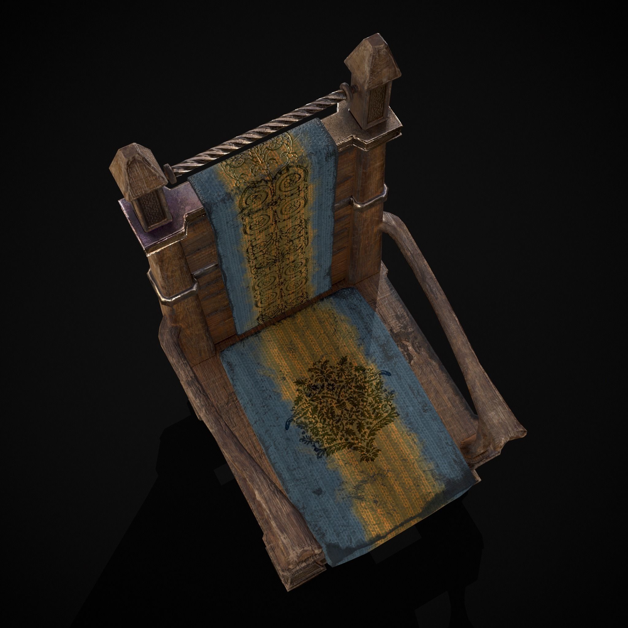 Regal Hardwood Chair Low-poly 3D model_5