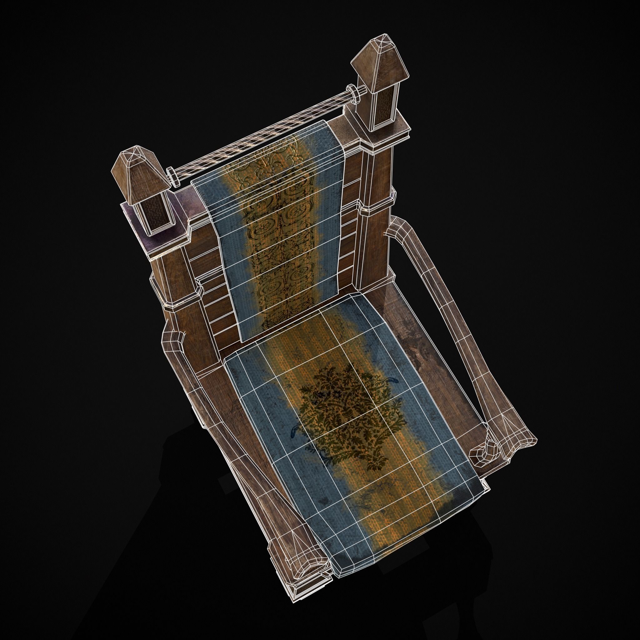 Regal Hardwood Chair Low-poly 3D model_6