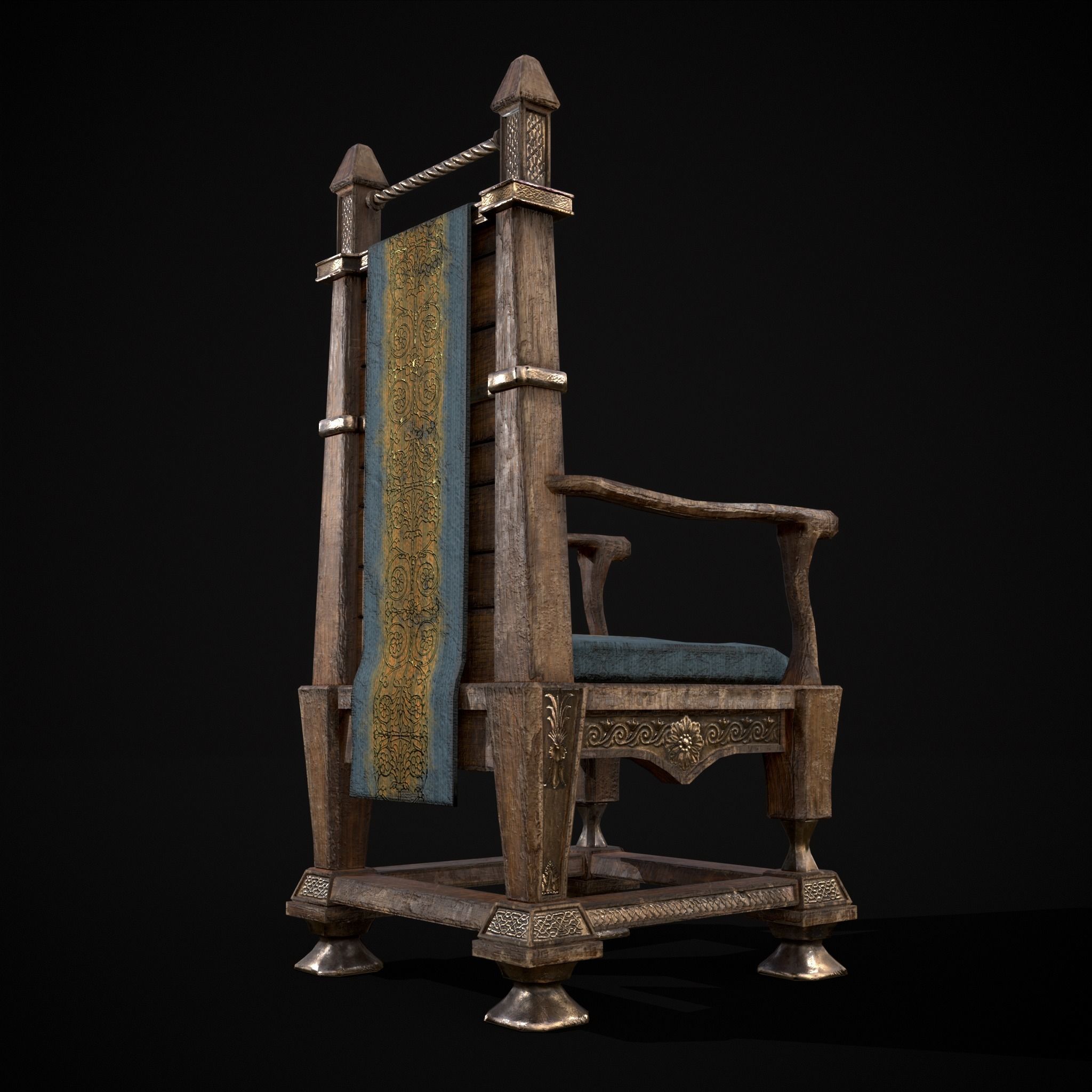 Regal Hardwood Chair Low-poly 3D model_9