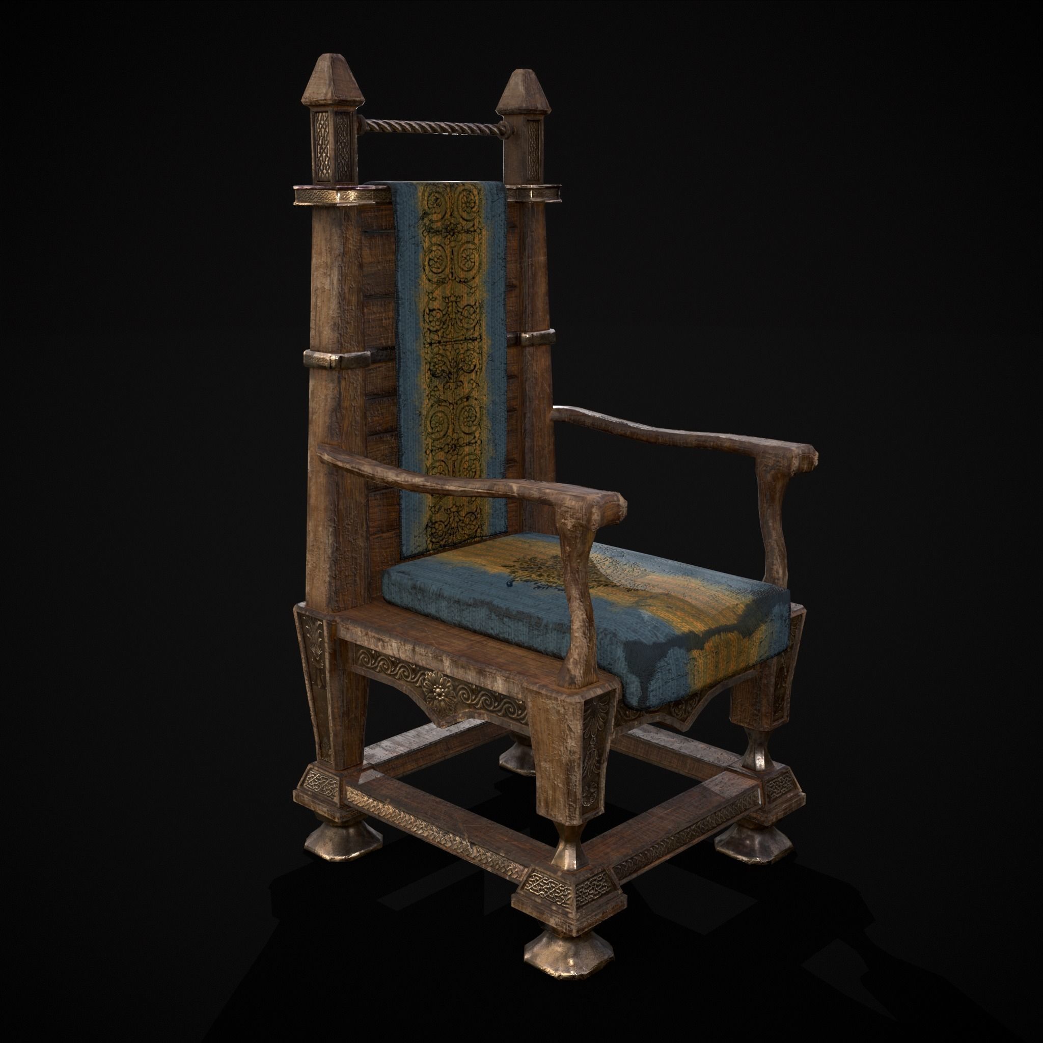 Regal Hardwood Chair Low-poly 3D model_7