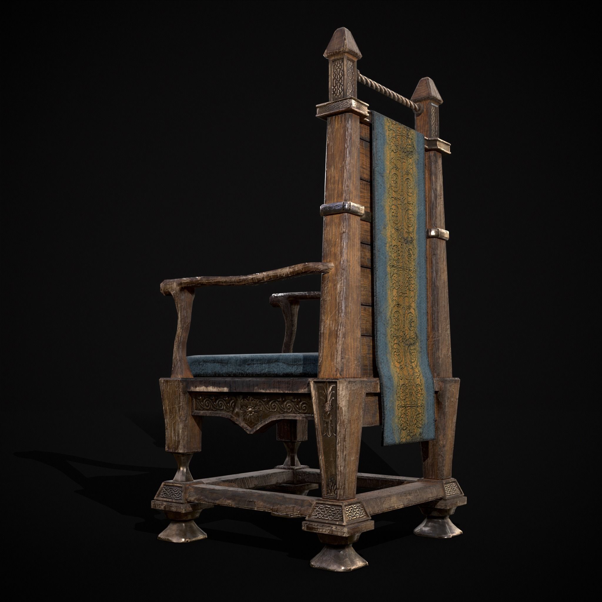 Regal Hardwood Chair Low-poly 3D model_11