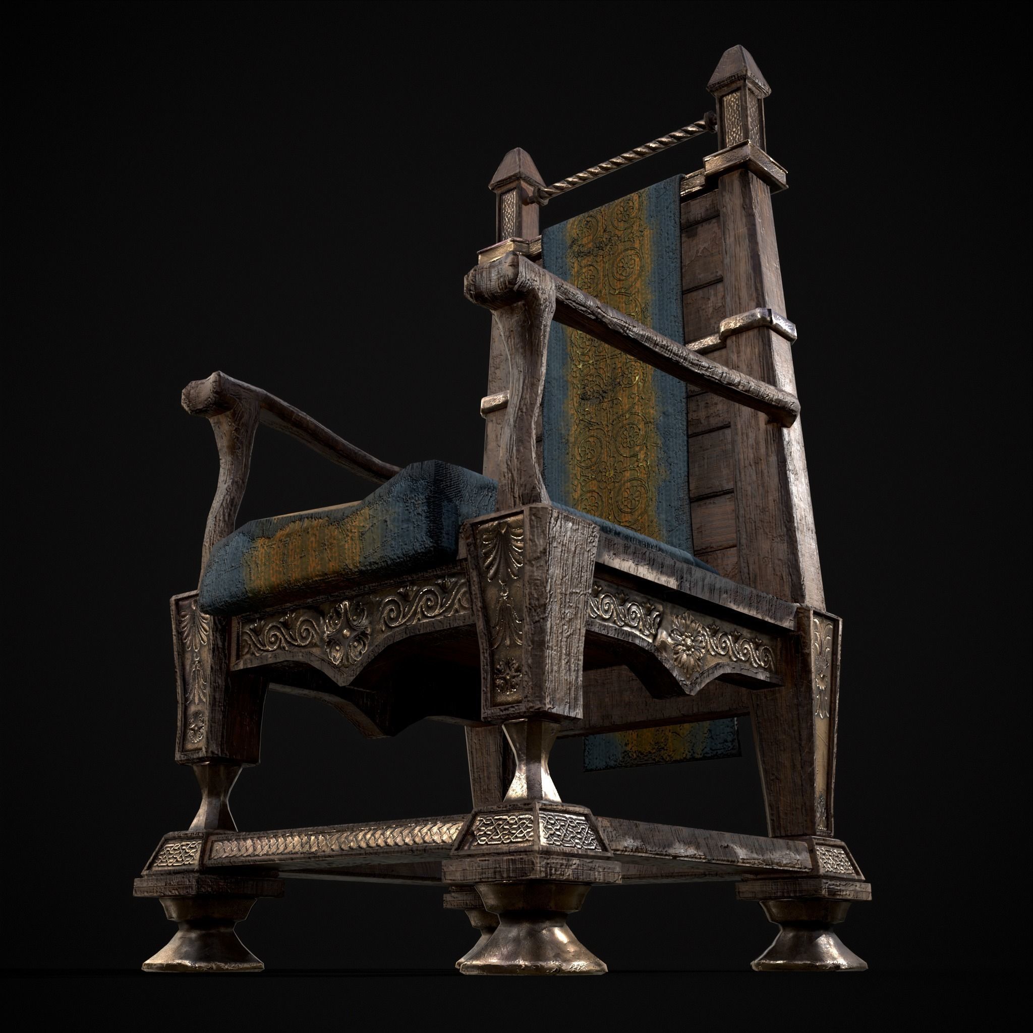 Regal Hardwood Chair Low-poly 3D model_15