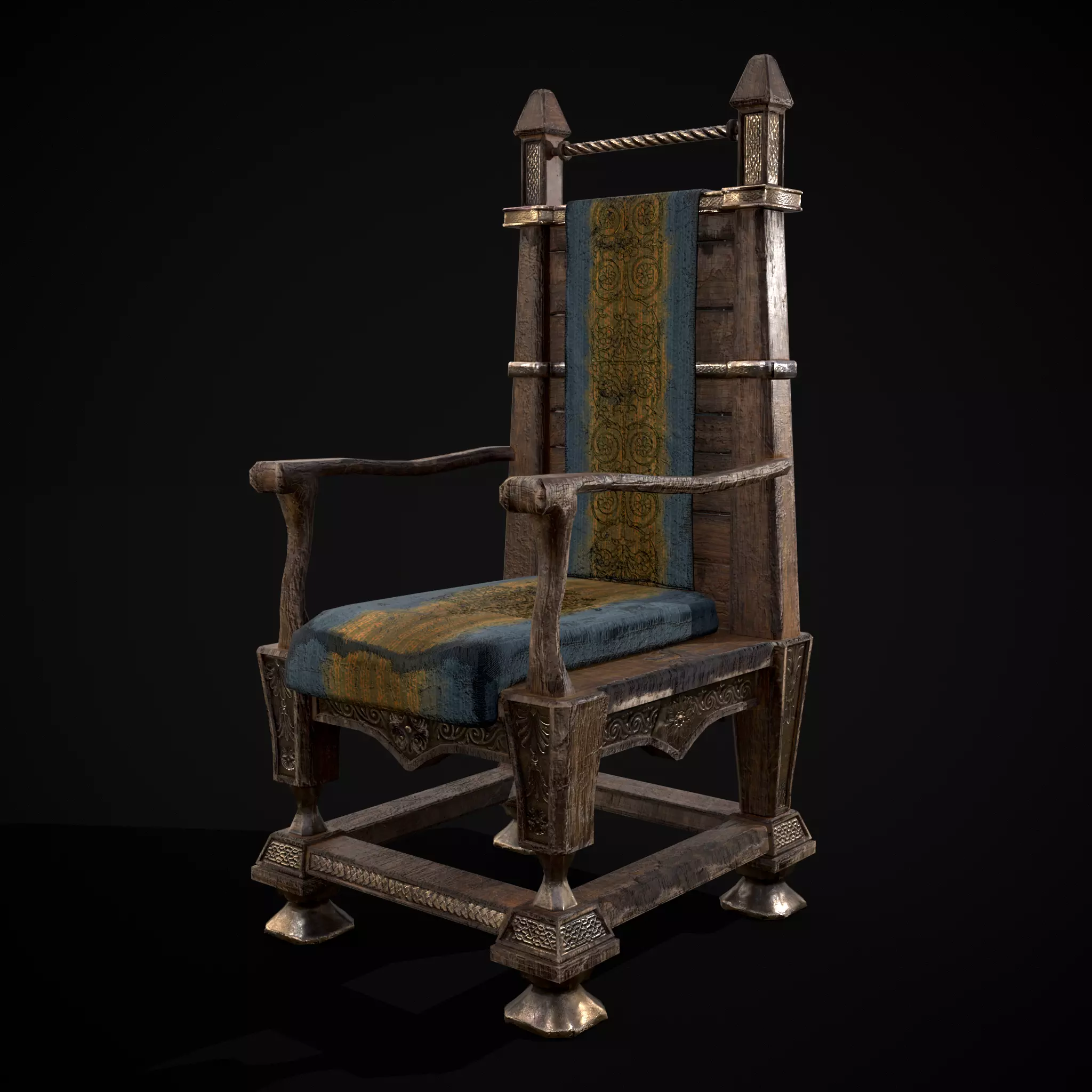 Regal Hardwood Chair Low-poly 3D model_0