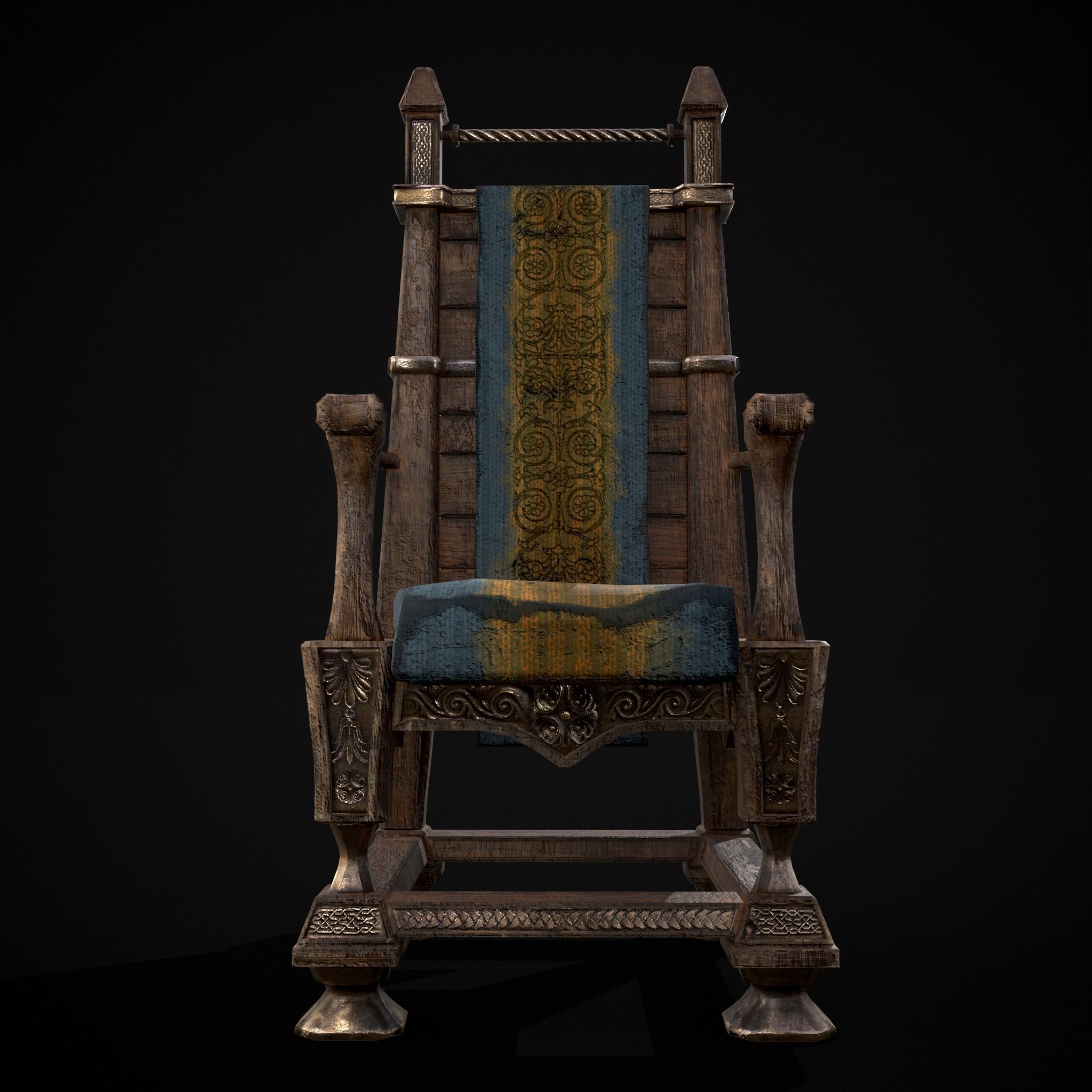 Regal Hardwood Chair Low-poly 3D model_3