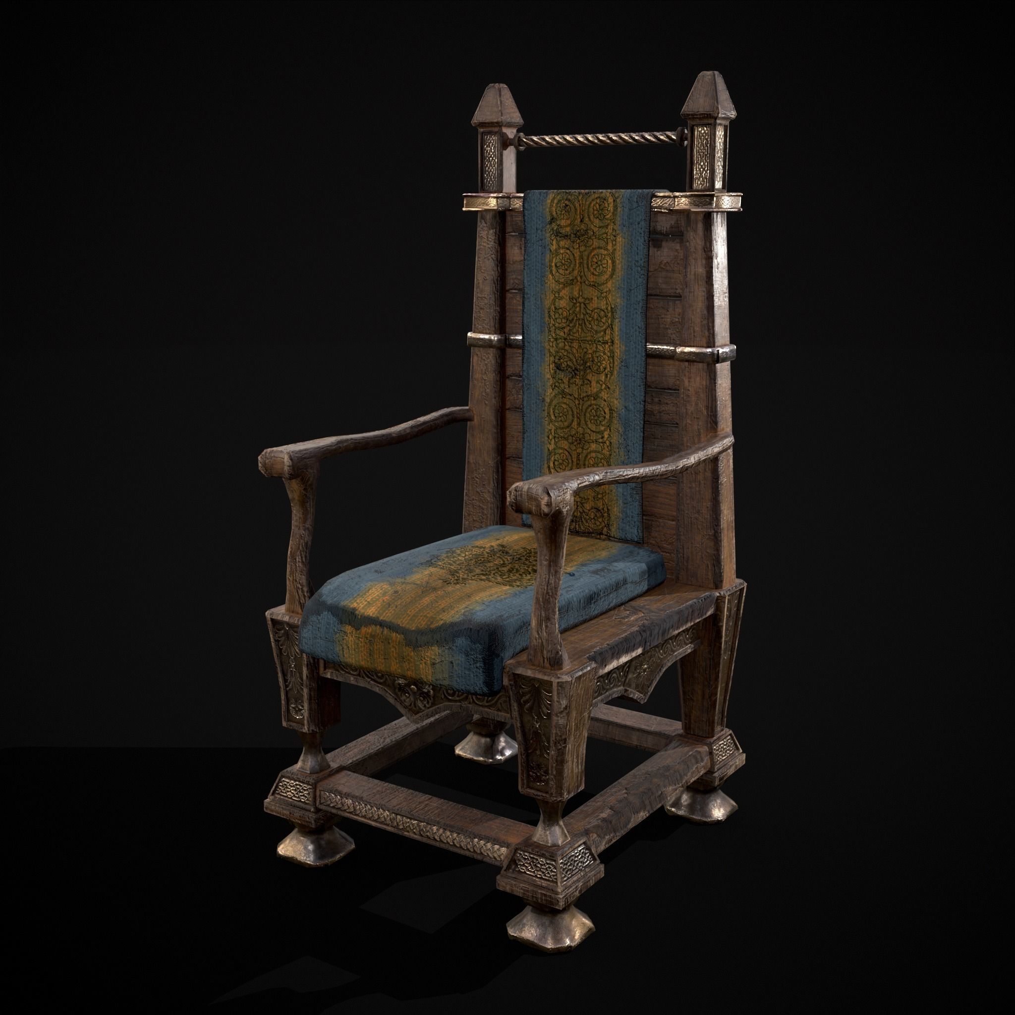 Regal Hardwood Chair Low-poly 3D model_19