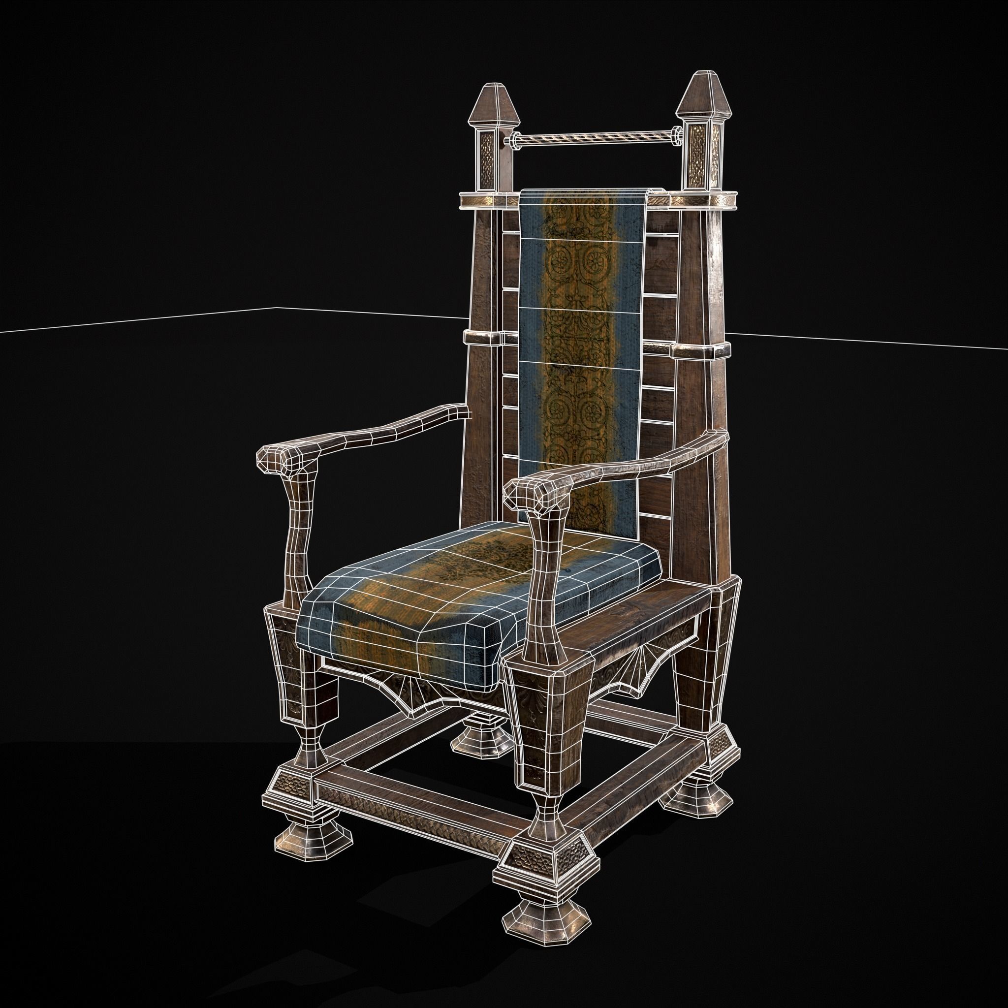 Regal Hardwood Chair Low-poly 3D model_20