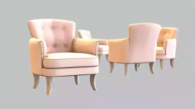 Vintage Chair Pale Cotton Upholstery Natural Oak Legs