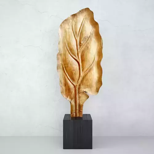 Large Wood Carved Leaf Decor 3D model